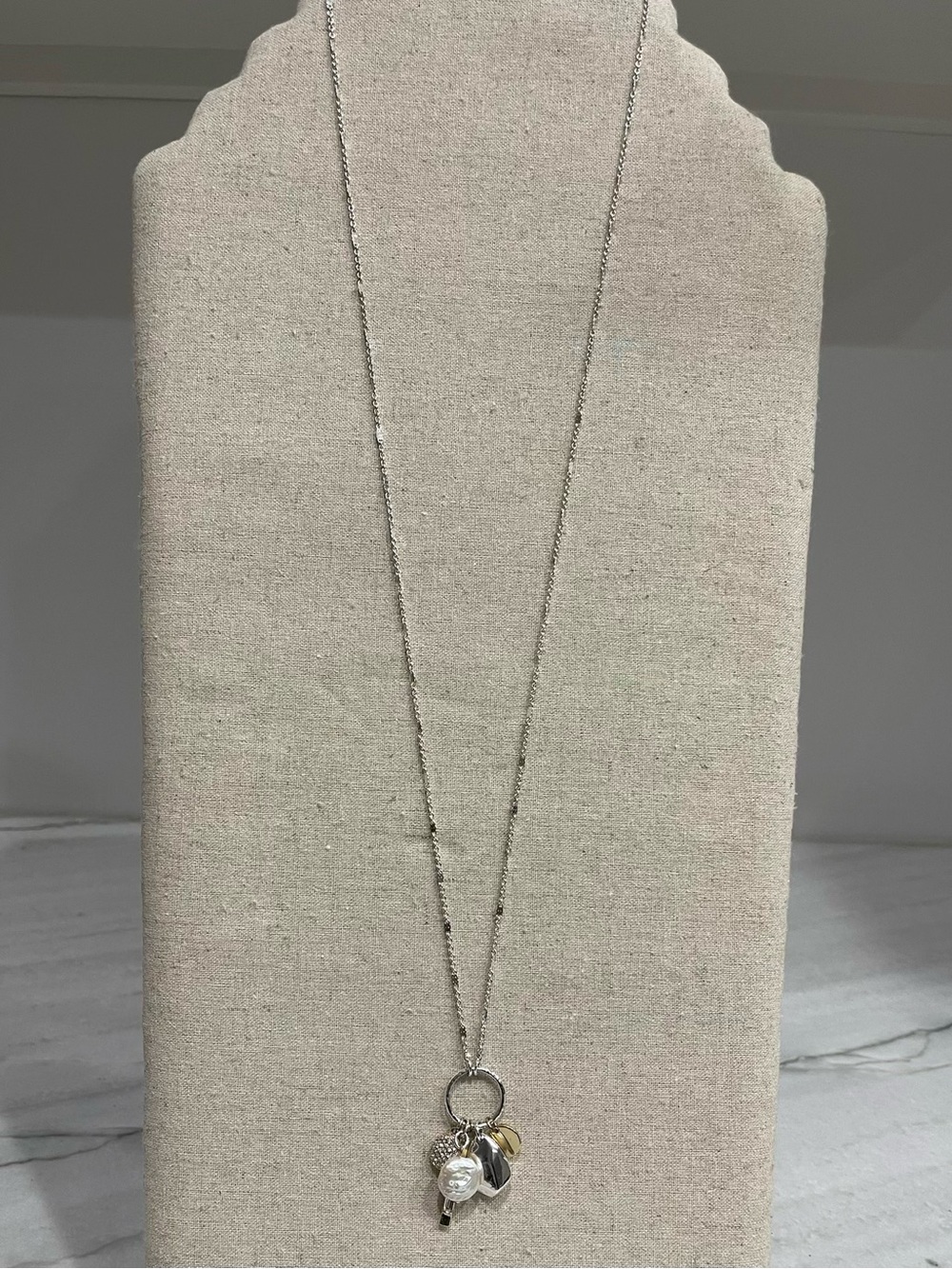 Stella & Dot Silver Chain Necklace with Mixed Charms